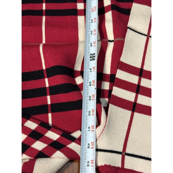 NEW Colleen Lopez Womens Plaid Fringed Wrap Shawl XL Red Black Cozy Chic Cape - Picture 9 of 10